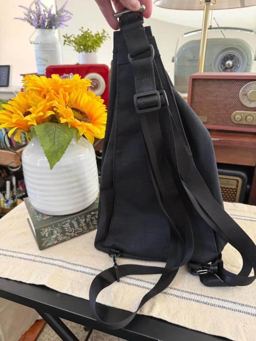 NWT Haiku Crescent Black Convertible Sling Backpack Shoulder Bag